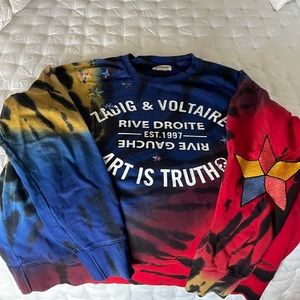 Zadig & Voltaire “Art is Truth” embroidered tye dye sweatshirt. Size L womens